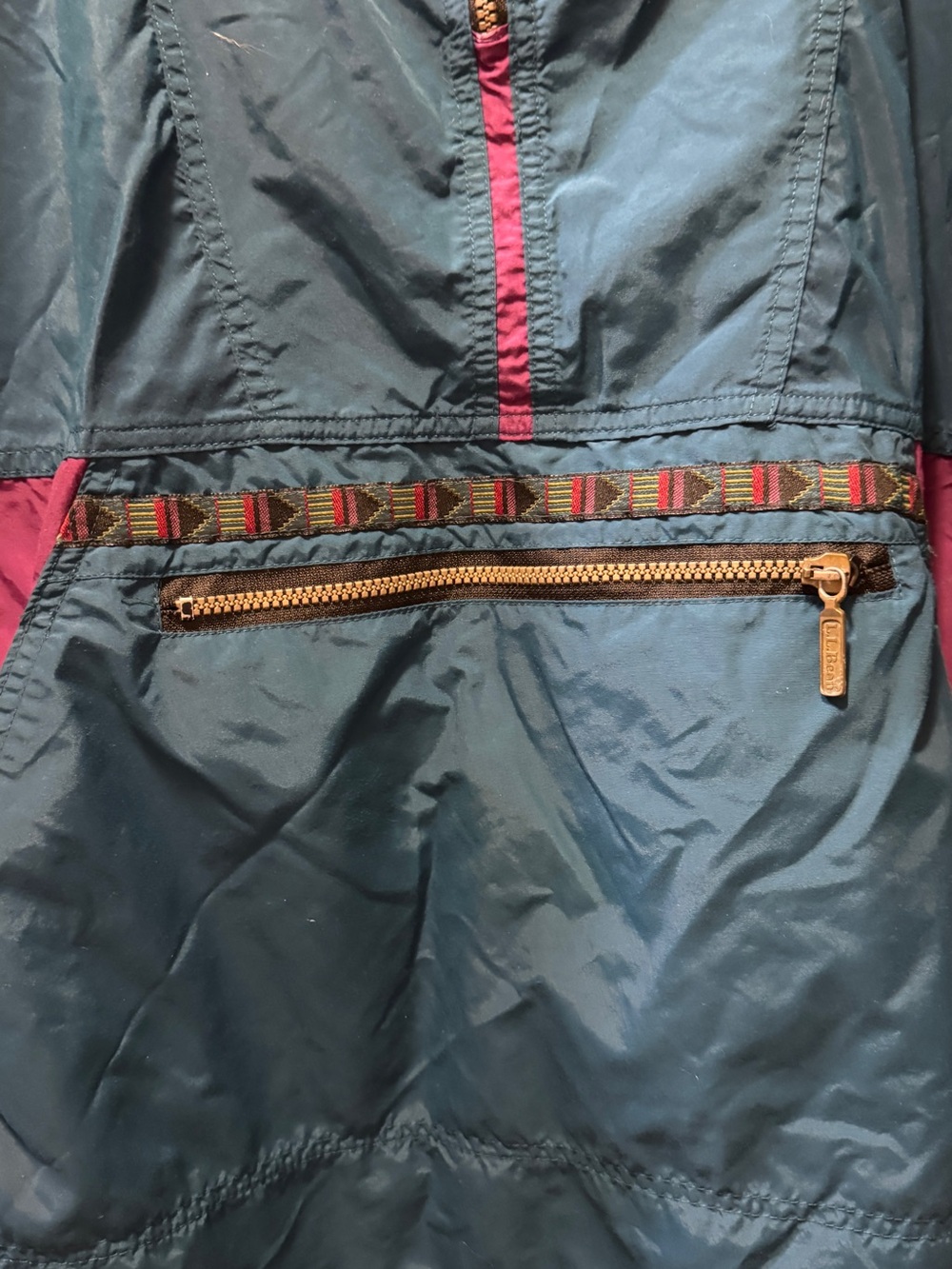 Vintage L.L.Bean Colorblock Hooded Anorak Jacket - Teal - Men’s L/XL - Picture 2 of 6